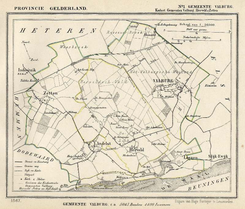 afbeelding van Kuyperkaart Valburg (Kad gem Valburg, Herveld en Zetten van Kuyper (Kuijper) afbeelding van Kuyperkaart Valburg (Kad gem Valburg, Herveld en Zetten van Kuyper (Kuijper)