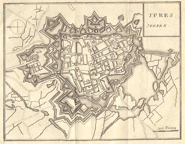 afbeelding van plattegrond Jpres, Jperen van Harrewijn? (Ypres, Yperen)