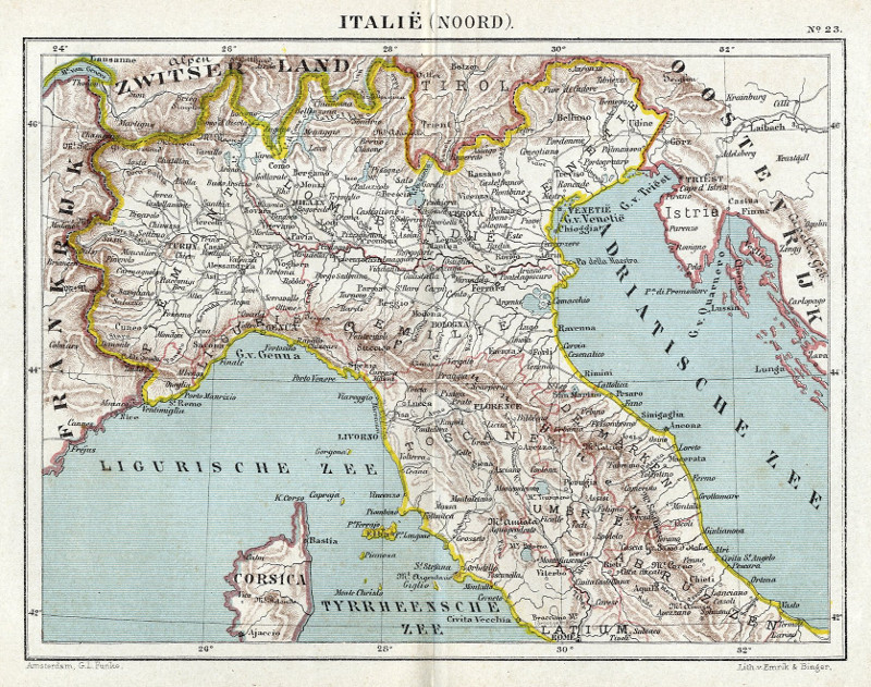 afbeelding van kaart Italië (Noord) van Kuyper (Kuijper)