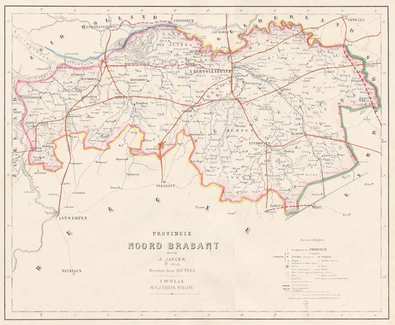afbeelding van kaart Kaart van de Provincie Brabant. van Puls