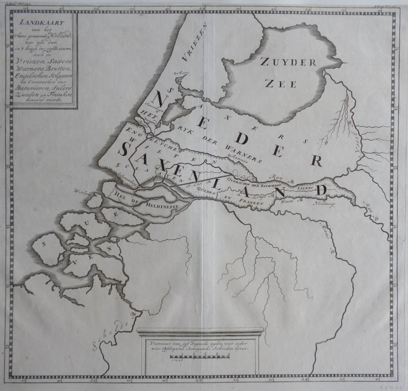 afbeelding van kaart Landkaart van het thans genaamde Holland zoo als dat, in ´t begin der vyfde eeuwe, door van Pieter de Hondt