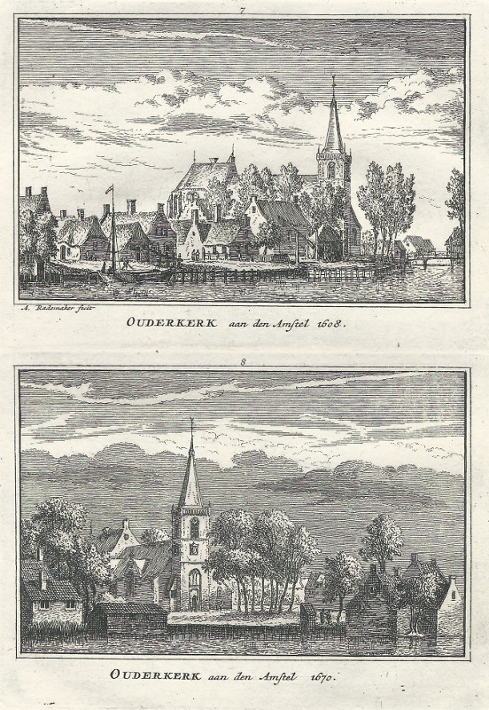 afbeelding van prent Ouderkerk aan den Amstel 1608; 1670 van Abraham Rademaker (Ouderkerk aan de Amstel)