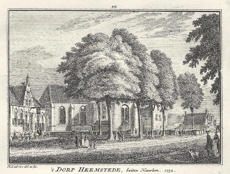 afbeelding van prent ´t Dorp Heemstede, buiten Haarlem 1752 van H. Spilman (Heemstede)