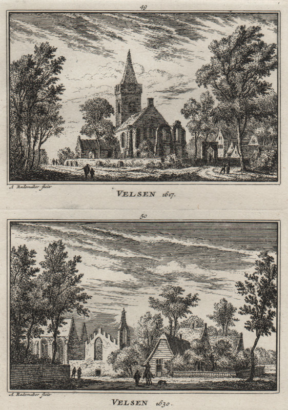 afbeelding van prent Velsen 1617; Velsen 1630 van A. Rademaker (Velsen)
