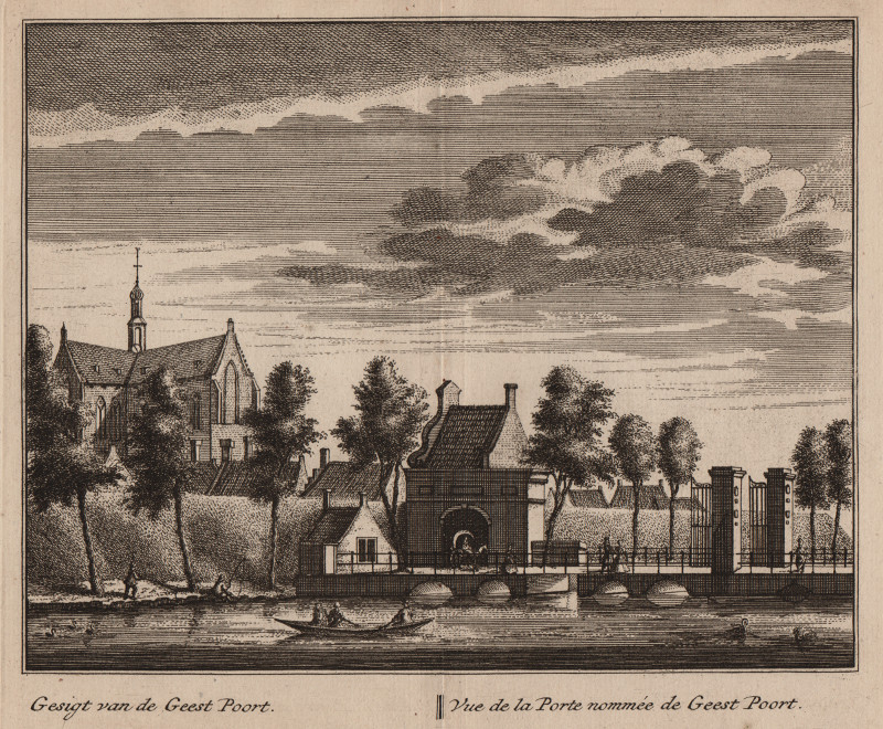 afbeelding van prent Gesigt van de Geest Poort; Vue de la Porte nommee de Geest Poort van L. Schenk, A. Rademaker (Alkmaar)