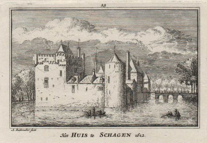 afbeelding van prent Het Huis te Schagen 1612 van A. Rademaker (Schagen)