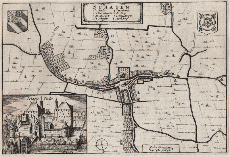 afbeelding van prent Schagen, Schager Slodt van Joan Blaeu (Schagen)