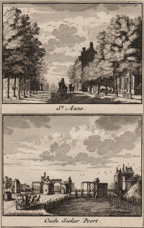 afbeelding van prent St. Anne; Oude Sieker Poort van H.K. Arkstee (Nijmegen)