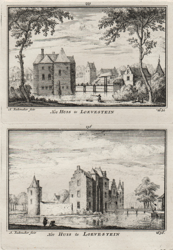 afbeelding van prent Het Huis te Loevestein 1621, Het Huis te Loevestein 1636 van A. Rademaker (Loevestein)