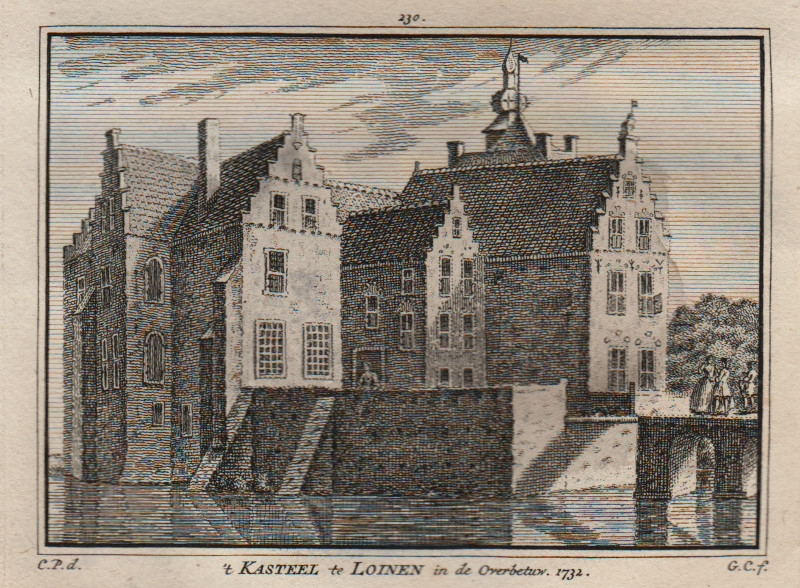afbeelding van prent Kasteel te Loinen in de Overbetuw 1732 van H. Spilman, C. Pronk (Loenen)