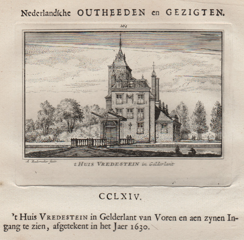 afbeelding van prent ´t Huis Vredestein in Gelderlant  van A. Rademaker (Ravenswaaij)