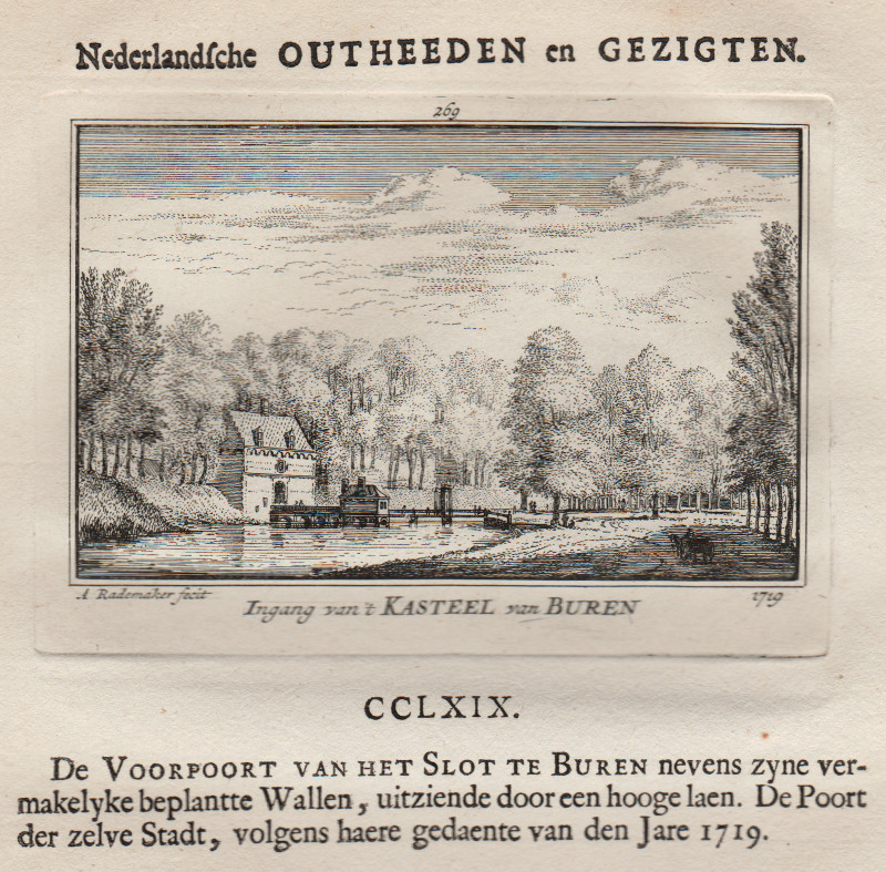 afbeelding van prent Ingang van ´t Kasteel van Buren, 1719 van A. Rademaker (Buren)