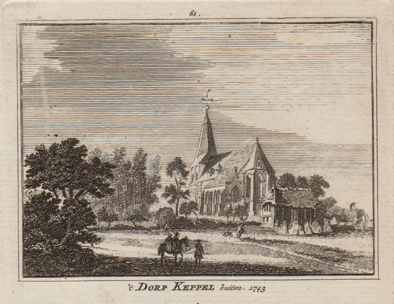 afbeelding van prent ´t Dorp Keppel buiten 1743 van H. Spilman, J. de Beijer (Keppel)
