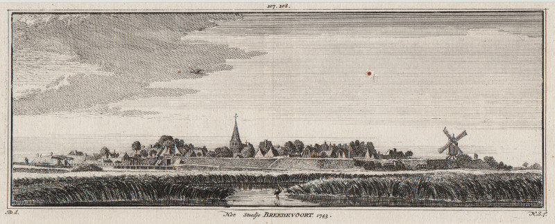 afbeelding van prent Het Steedje Breedevoort 1743 van H. Spilman, J. de Beijer (Bredevoort)