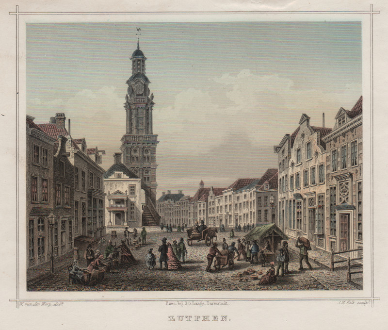 afbeelding van prent Zutphen van W. van der Worp, J.M. Kolb (Zutphen)