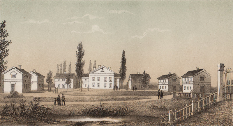 afbeelding van prent Landbouw-kolonie Nederlandsch Mettray op Rijsselt bij Zutphen van W. van der Worp, P.w.M. Trap (Zutphen)