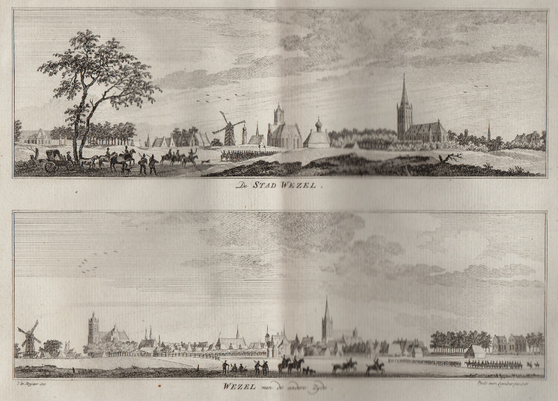 afbeelding van prent De Stad Wezel; Wezel van de andere zyde. van Paul van Liender, Jan de Beijer (Wesel)