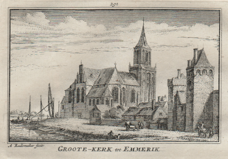 afbeelding van prent Groote-Kerk tot Emmerik van A. Rademaker (Emmerik)