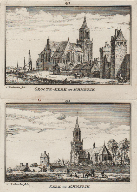 afbeelding van prent Groote-Kerk tot Emmerik; Kerk tot Emmerik van A. Rademaker (Emmerik)