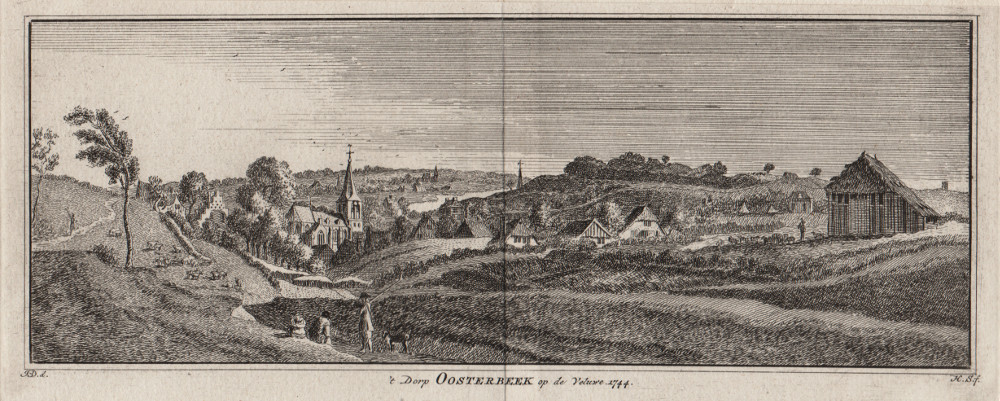 afbeelding van prent ´t Dorp Oosterbeek op de Veluwe 1744 van H. Spilman, J. de Beijer (Oosterbeek)