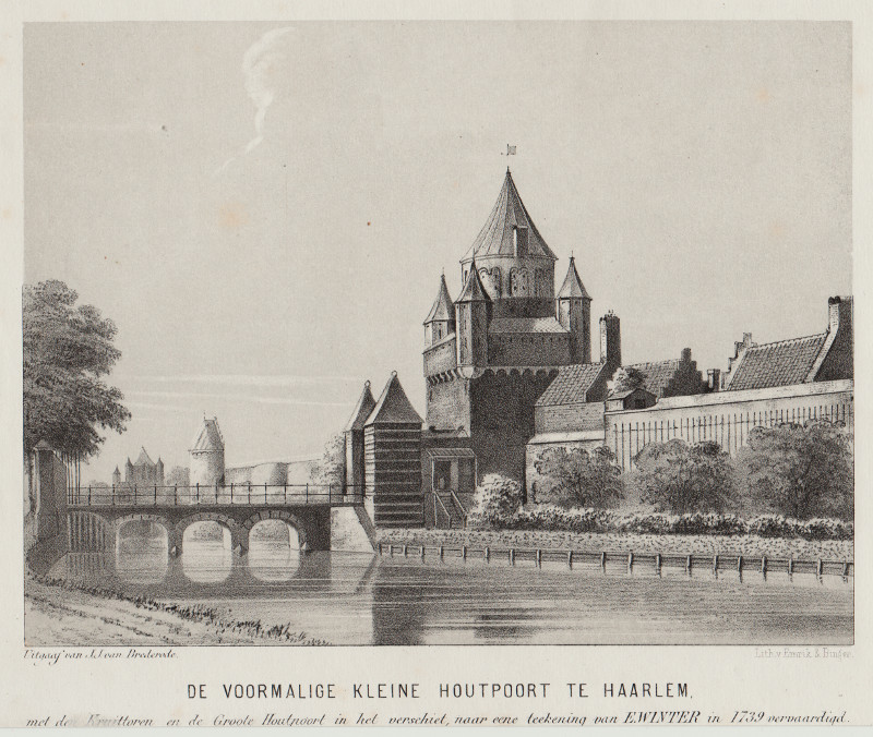 afbeelding van prent De voormalige Kleine Houtpoort te Haarlem van Emrik en Binger, E. Winter (Haarlem)