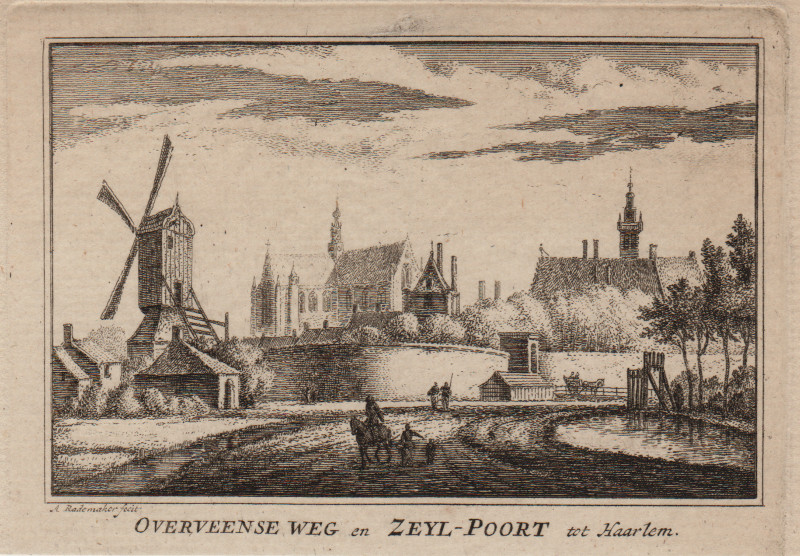afbeelding van prent Overveense Weg en Zeyl-Poort tot Haarlem van A. Rademaker (Haarlem)