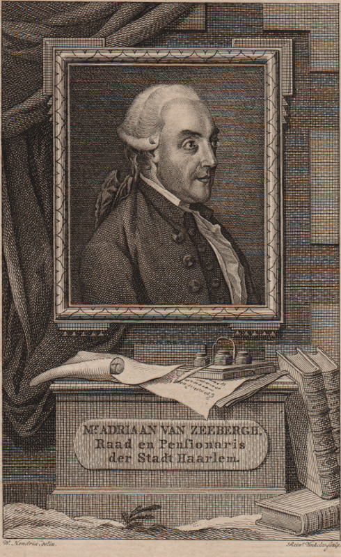 afbeelding van prent Mr Adriaan van Zeebergh, Raad en Pensionaris der Stadt Haarlem van W. Hendrix, R. Vinkeles (Politici, )