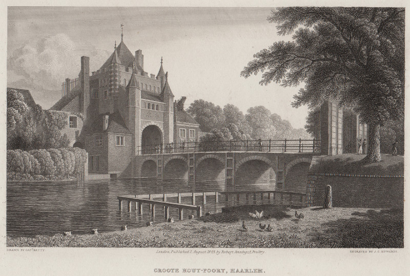 afbeelding van prent Groote Hout-Poort, Haarlem van Captain R. Batty, JC. Edwards (Haarlem)
