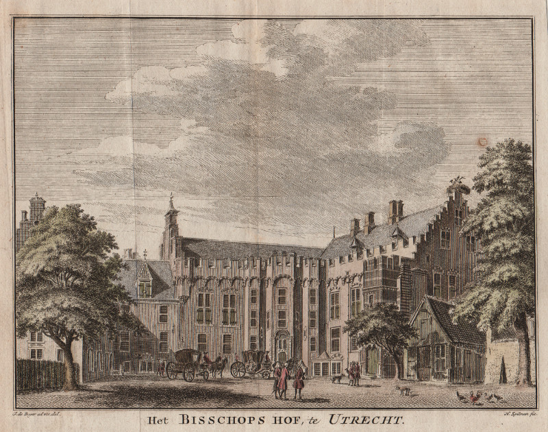 afbeelding van prent Het Bisschops Hof, te Utrecht van H. Spilman, J. de Beijer (Utrecht)