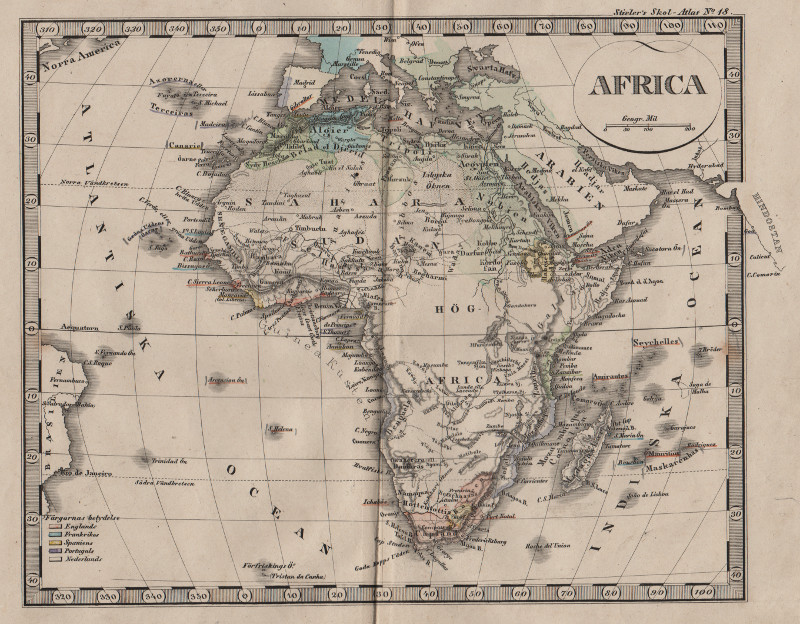 afbeelding van kaart Afrika van Stieler