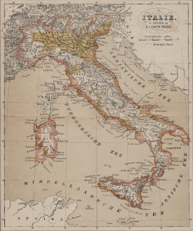 afbeelding van kaart Italië van H.A. Tjeenk Willink