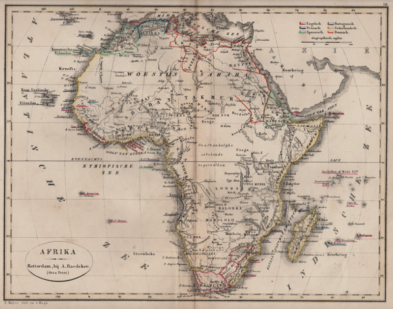 afbeelding van kaart Afrika van D. Heyse, A. Baedeker