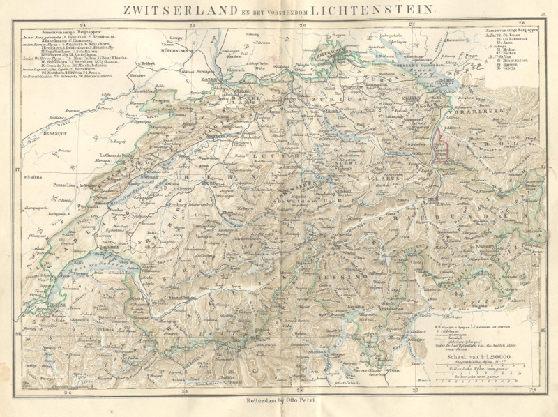 afbeelding van kaart Zwitserland en het vorstendom Lichtenstein van A. Baedeker