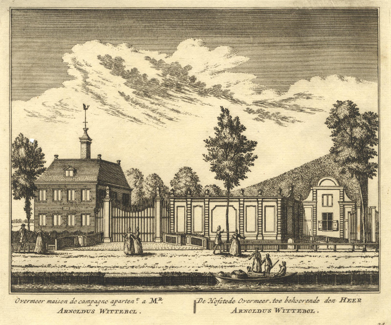 afbeelding van prent De Hofstede Overmeer, toe behoorende den Heer Arnoldus Wittebol van A. Rademaker (Amsterdam)