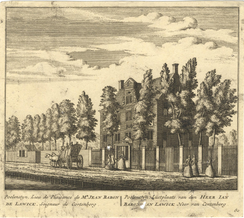 afbeelding van prent Poelenstyn, Lustplaats van den Heer Ian Baron Van Lawick Heer van Cortenberg van A. Rademaker (Baambrugge)