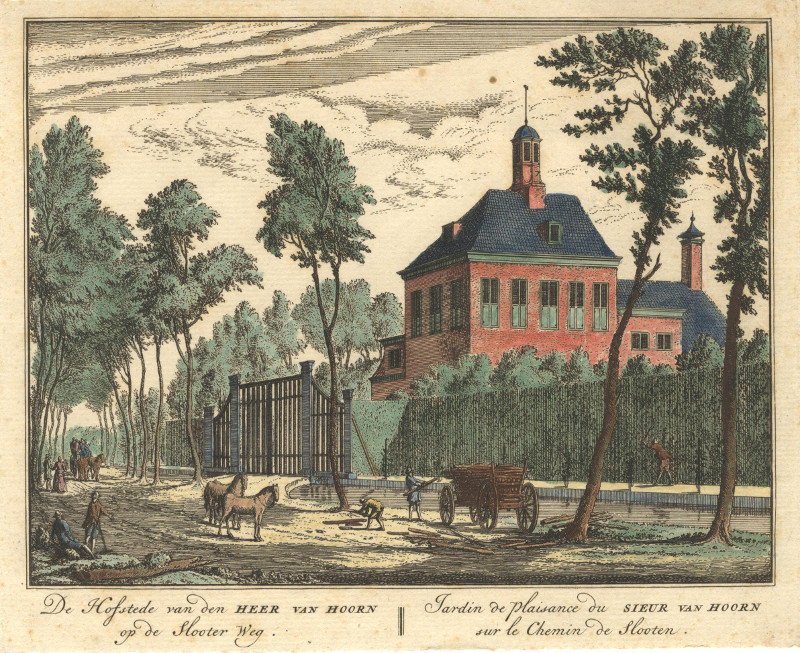 afbeelding van prent De Hofstede van den Heer van Hoorn op de Slooter Weg van A. Rademaker (Amsterdam)