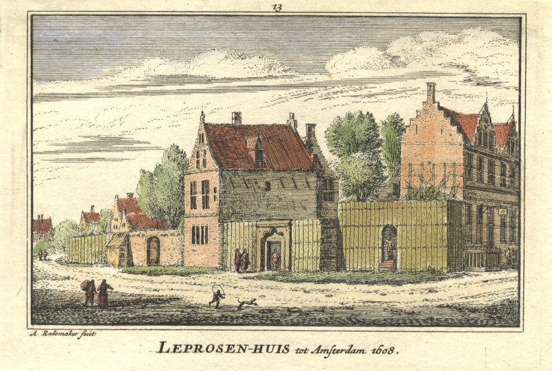afbeelding van prent Leprosen-Huis tot Amsterdam 1608 van A. Rademaker (Amsterdam)