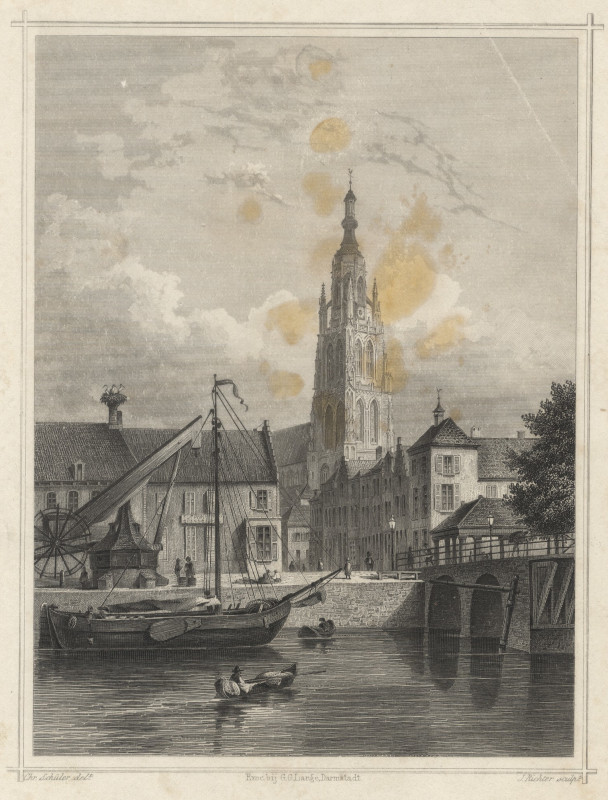 afbeelding van prent Breda van Chr. Schuler, J. Richter (Breda)
