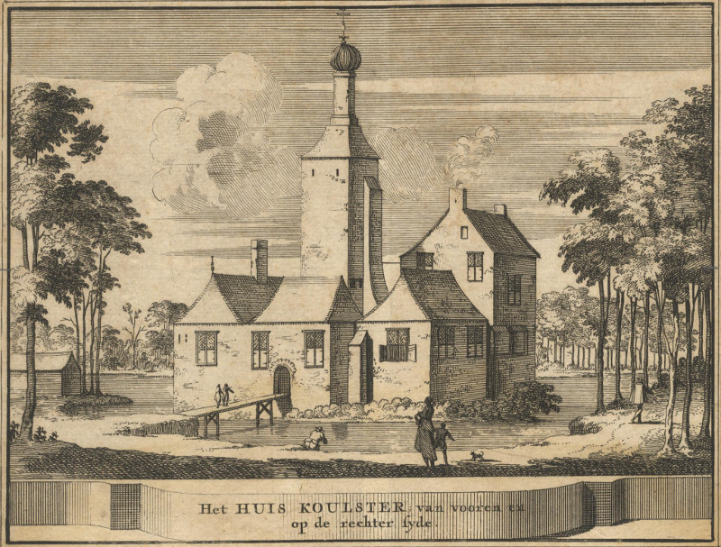 afbeelding van prent Het Huis Koulster, van vooren en op de rechter syde van J. Schijnvoet, naar R. Roghman (Heiloo)