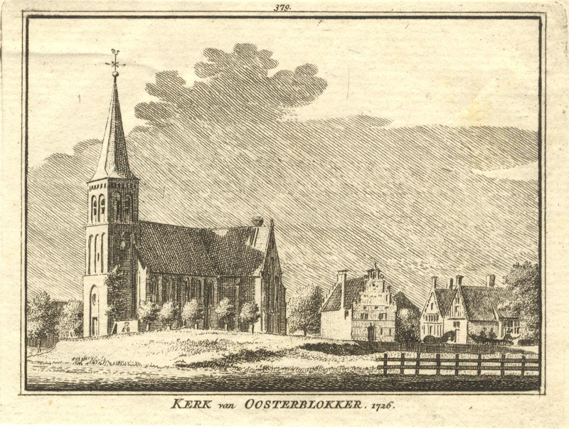 afbeelding van prent Kerk van Oosterblokker 1726 van H. Spilman, C. Pronk (Blokker)
