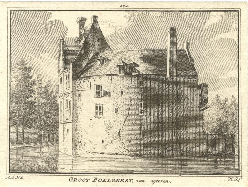 afbeelding van prent Groot Poelgeest, van agteren van A. de Haan, H. Spilman (Koudekerk aan de Rijn)