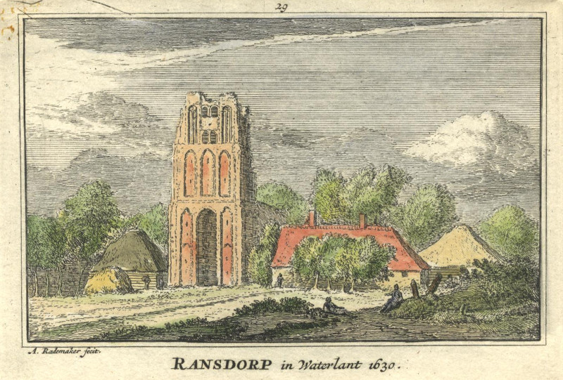 afbeelding van prent Ransdorp in Waterlant 1630 van A. Rademaker (Ransdorp)