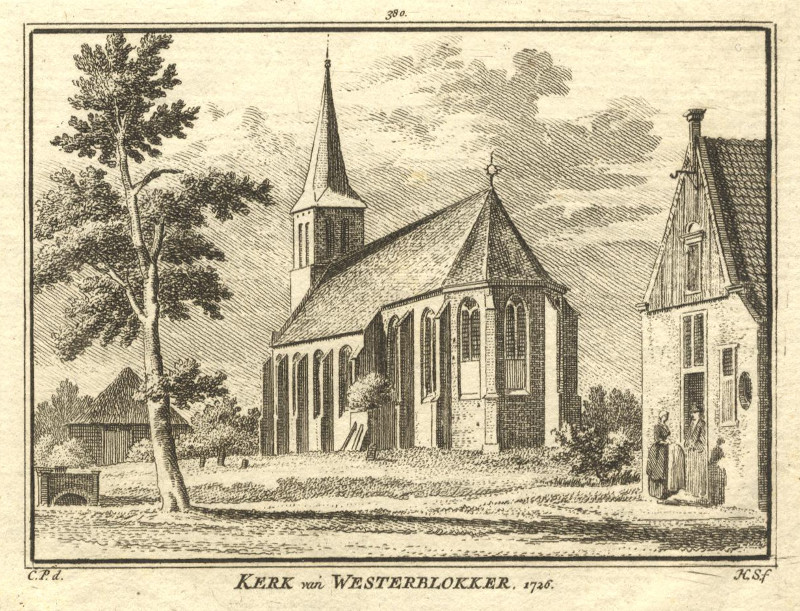 afbeelding van prent Kerk van Westerblokker, 1726 van H. Spilman, C. Pronk (Blokker)