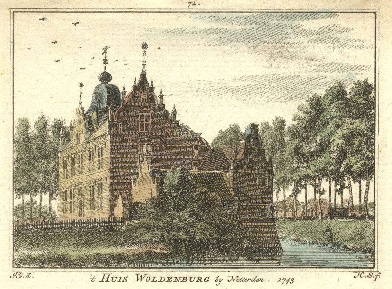 afbeelding van prent ´t Huis Woldenburg by Netterden 1743 van H. Spilman, J. de Beijer (Netterden)