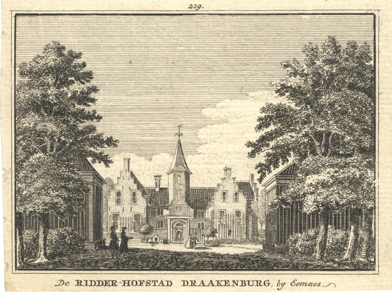 afbeelding van prent De Ridder-Hofstad Draakenburg, by Eemnes van H. Spilman (Baarn)