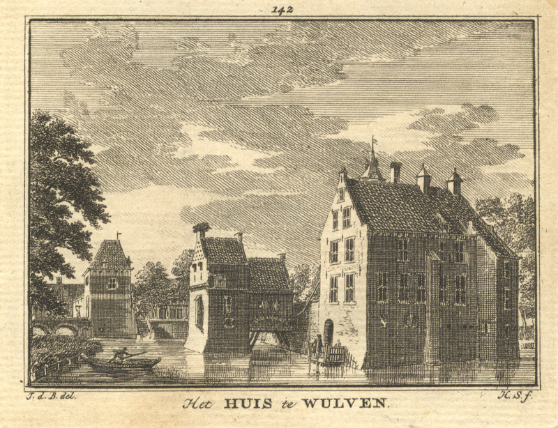 afbeelding van prent Het Huis te Wulven van H. Spilman, J. de Beijer (Houten)
