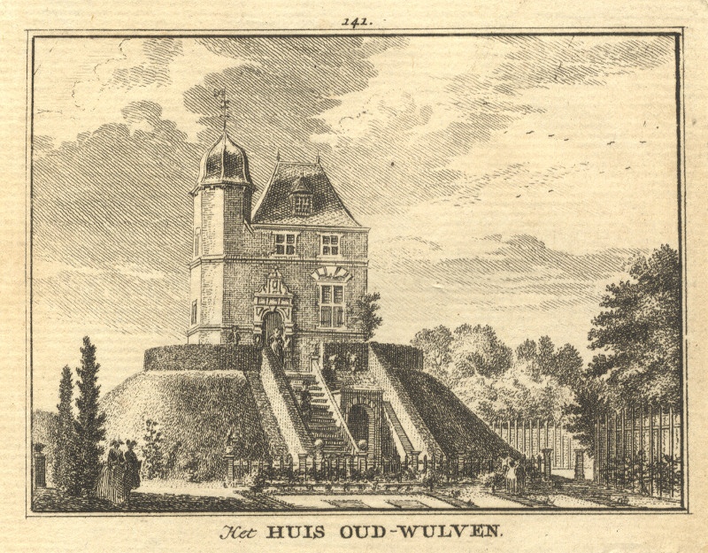 afbeelding van prent Het Huis Oud-Wulven van H. Spilman, J. de Beijer (Houten)