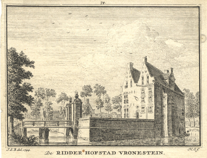 afbeelding van prent De Ridder Hofstad Vronestein van H. Spilman, J. de Beijer (Jutphaas)