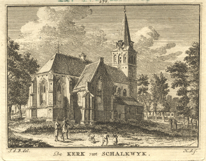 afbeelding van prent De Kerk van Schalkwyk van H. Spilman, J. de Beijer (Schalkwijk)