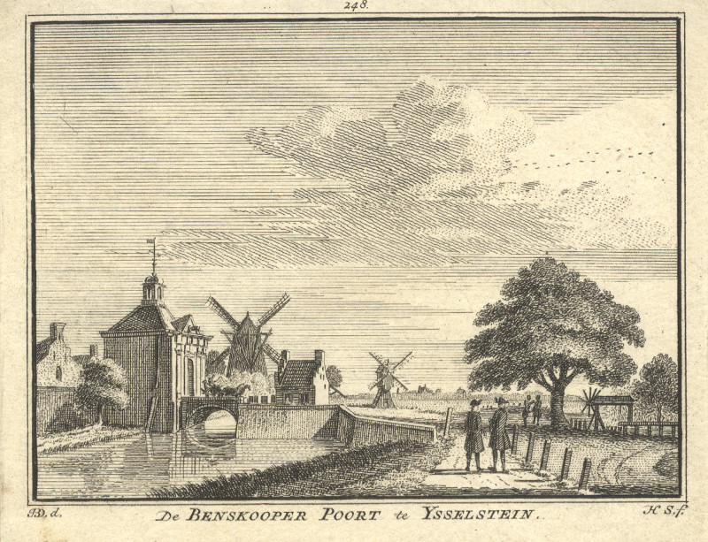 afbeelding van prent De Benskooper Poort te Ysselstein van H. Spilman, J. de Beijer (IJsselstein)
